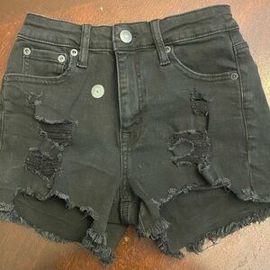 Aeropostale Vintage High-Rise Denim Shorty Shorts black color, Size 0